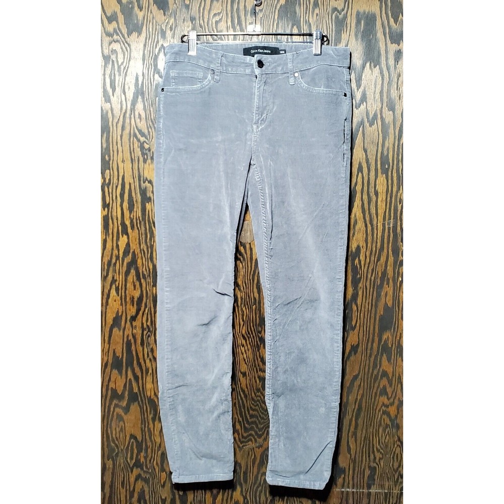Calvin Klein Jeans Womens Size 10x30 Gray Corduroy Pants Ultimate Skinny Stretch
